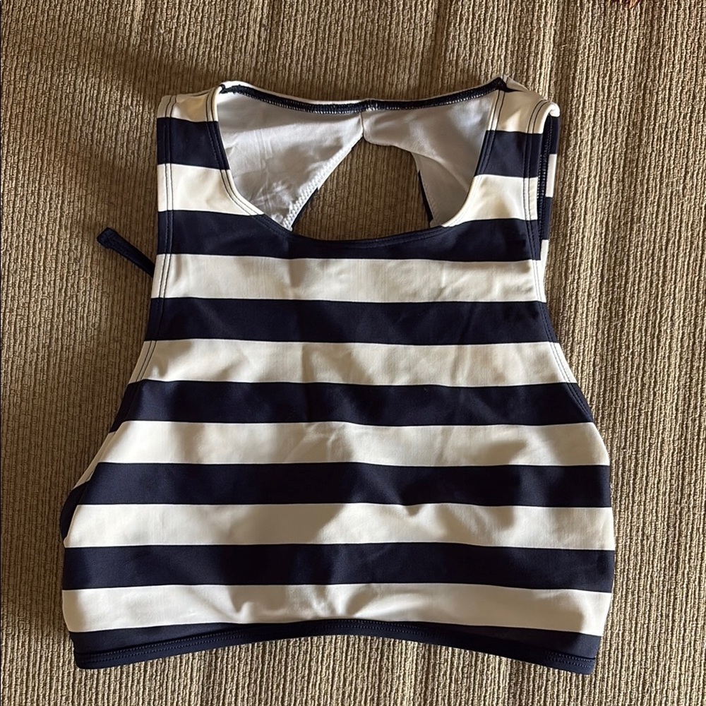 Aerie Navy and White Striped Bikini Top